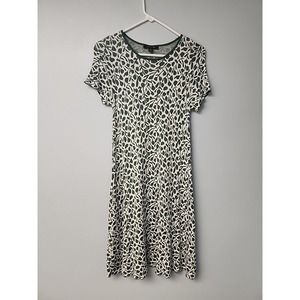 Ann Taylor Womens Dress Sz‎ XS Floral Green White Cap Sleeve A Line Knit